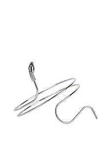 Жіночий браслет кафф змія у сріблі мінімалістичний - фото  - Miraton