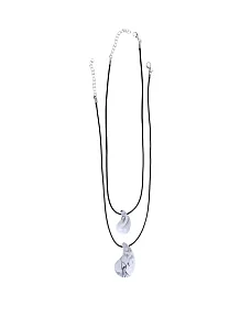 Двойное колье шнурок с подвеской капля - фото  - Miraton