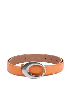 Женский ремень кожаный оранжевый - фото  - Miraton
