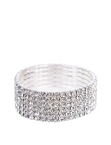 Жіночий браслет широкий із кристалами у сріблі - фото  - Miraton