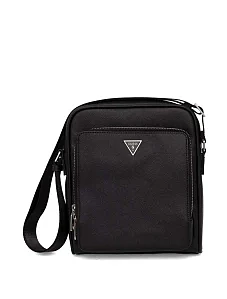 Чоловіча сумка крос-боді Guess із екошкіри чорна з накладними кишенями - фото  - Miraton
