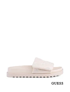 Жіночі шльопанці Guess з екошкіри молочного кольору - фото  - Miraton