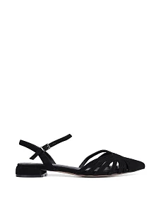 Жіночі балетки слінгбеки MIRATON велюрові чорні - фото  - Miraton