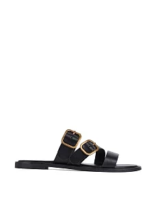 Жіночі шльопанці Attizzare шкіряні чорні - фото  - Miraton