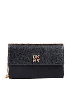 Жіноча сумка крос-боді DKNY з екошкіри чорна з ланцюжком - фото  - Miraton