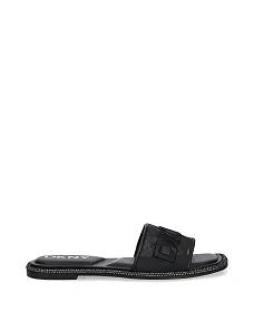 Жіночі шльопанці DKNY шкіряні чорні - фото  - Miraton