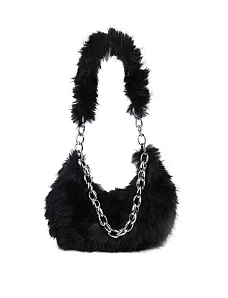 Жіноча сумка через плече MIRATON з хутра чорна - фото  - Miraton