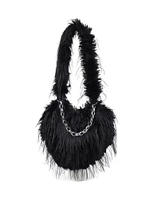Жіноча сумка через плече MIRATON з хутра чорна - фото  - Miraton