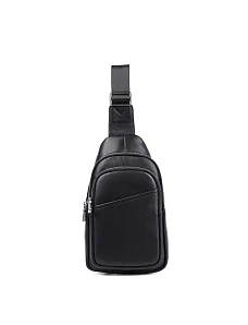 Чоловіча сумка слінг MIRATON шкіряна чорна - фото  - Miraton