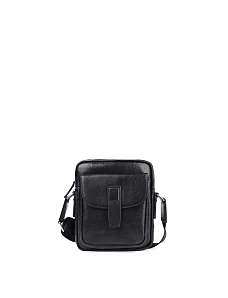 Чоловіча сумка месенджер MIRATON шкіряна чорна - фото  - Miraton