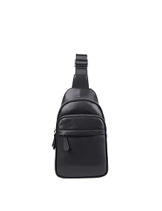 Чоловіча сумка слінг MIRATON шкіряна чорна - фото  - Miraton