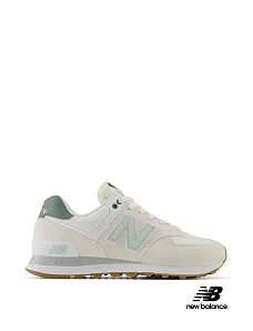 Жіночі кросівки New Balance 574 замшеві білі - фото  - Miraton