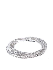 Браслет MIRATON багатошаровий з кристалами сріблястий - фото  - Miraton