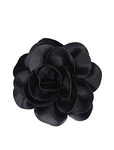 Брошка MIRATON цветок тканевый черный - фото  - Miraton