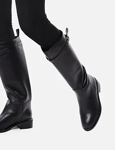 Женские сапоги кожаные черные - фото  - Miraton