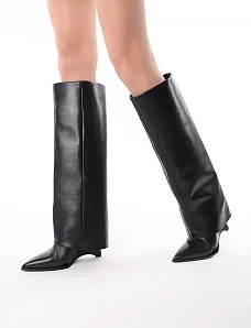 Женские сапоги кожаные черные - фото  - Miraton