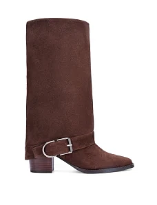 Жіночі чоботи велюрові коричневі - фото  - Miraton