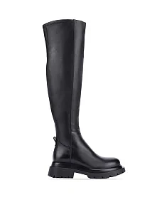 Жіночі ботфорты з масляної шкіри чорні - фото  - Miraton