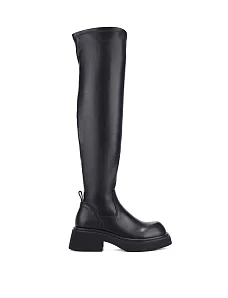 Женские ботфорты кожаные черные - фото  - Miraton