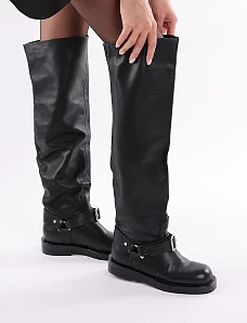 Жіночі ботфорти MIRATON шкіряні чорні - фото  - Miraton