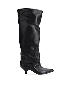 Женские сапоги Strategia кожаные черные - фото  - Miraton