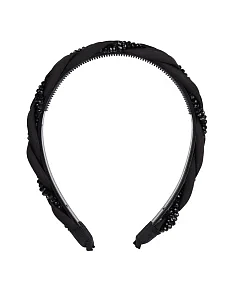 Обруч чорний плетений з камінням - фото  - Miraton