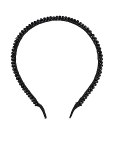 Обруч тонкий чорний з камінням - фото  - Miraton