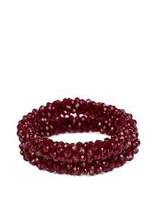 Набір з 2-х резинок для волосся гранатові намистини - фото  - Miraton