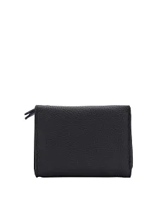 Кошелек на кнопке кожаный черный - фото  - Miraton