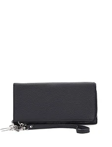 Гаманець на кнопці шкіряний чорний із брелоком - фото  - Miraton