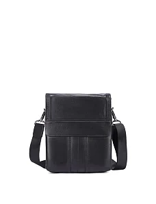 Чоловіча сумка месенджер шкіряна чорна - фото  - Miraton