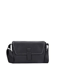 Мужская сумка кросс-боди кожаная черная - фото  - Miraton