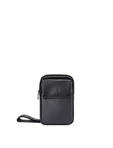 Чоловіча сумка крос-боді шкіряна чорна - фото  - Miraton