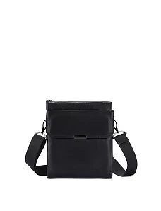 Чоловіча сумка месенджер шкіряна чорна - фото  - Miraton