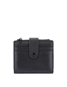 Гаманець на кнопці шкіряний чорний - фото  - Miraton