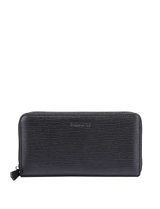 Гаманець на блискавці шкіряний чорний - фото  - Miraton