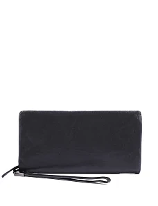 Гаманець на блискавці шкіряний чорний - фото  - Miraton