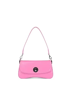 Женская сумка через плечо кожаная розовая - фото  - Miraton