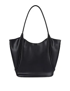 Женская сумка шоппер кожаная черная - фото  - Miraton