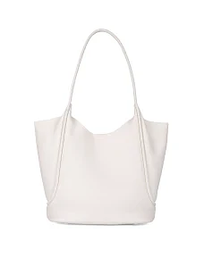 Женская сумка шоппер кожаная белая - фото  - Miraton