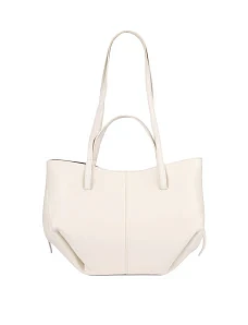 Женская сумка шоппер кожаная молочного цвета - фото  - Miraton