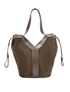 Женская сумка шоппер замшевая зеленая - фото  - Miraton