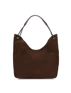 Жіноча сумка шоппер замшева коричнева - фото  - Miraton