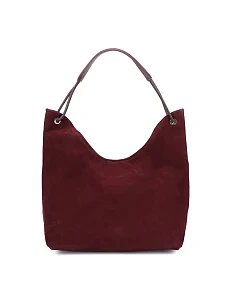 Жіноча сумка шоппер замшева бордова - фото  - Miraton