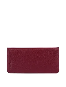 Кошелек на магните кожаный бордовый - фото  - Miraton