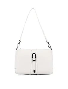 Женская сумка через плечо кожаная молочного цвета - фото  - Miraton