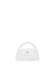 Женская сумка с камнями белая - фото  - Miraton