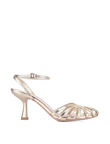 Женские босоножки кожаные золотого цвета - фото  - Miraton