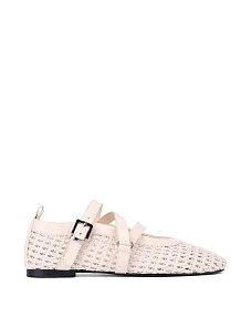 Жіночі балетки шкіряні рисового кольору - фото  - Miraton