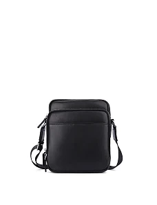 Чоловіча сумка крос-боді шкіряна чорна - фото  - Miraton
